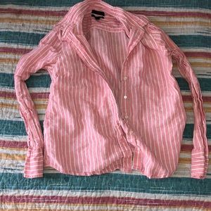 Pink & White Striped Blouse - M